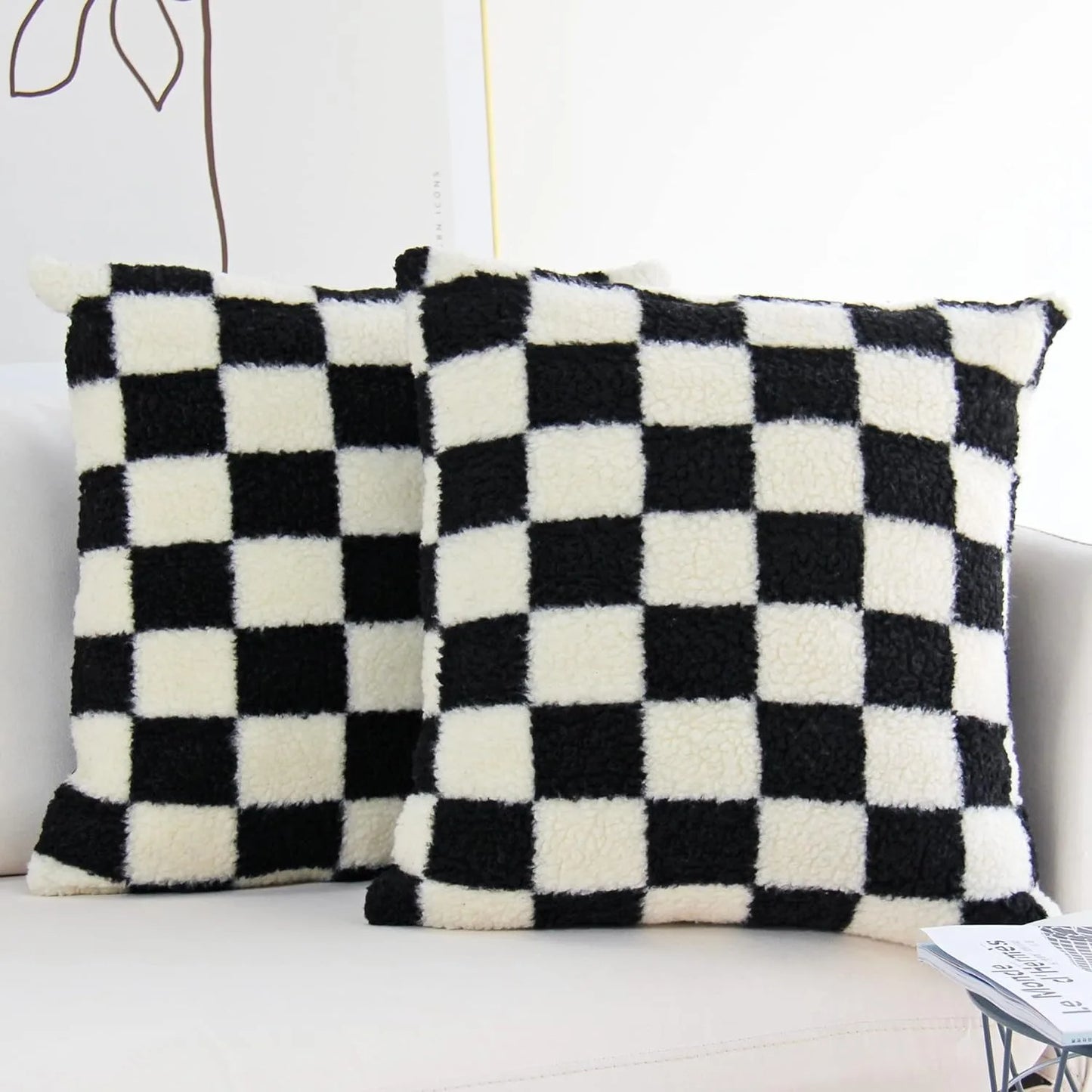 Checked square pillow