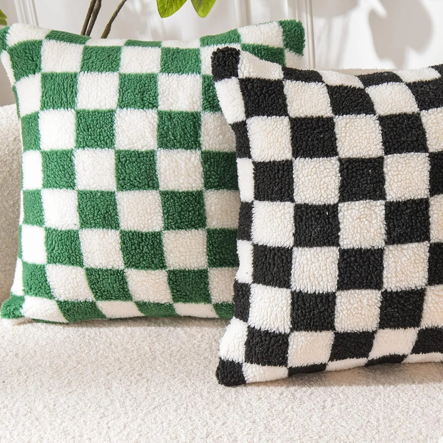 Checked square pillow