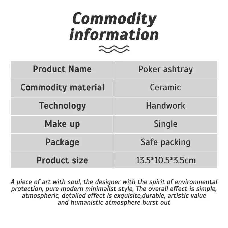 Ceramic Poker Ashtray